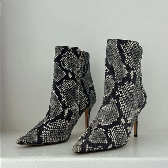 J. Crew Black and Gray Ankle Booties with Snakeskin Pattern LIKE NEW - Picture 12 of 14